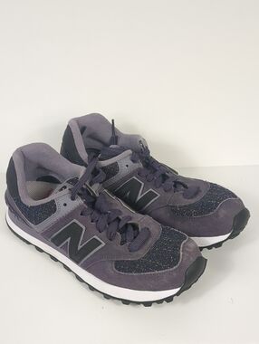 New Balance 574 Winter Nights Purple/Black Sneakers Suede Tweed Woven Metallic